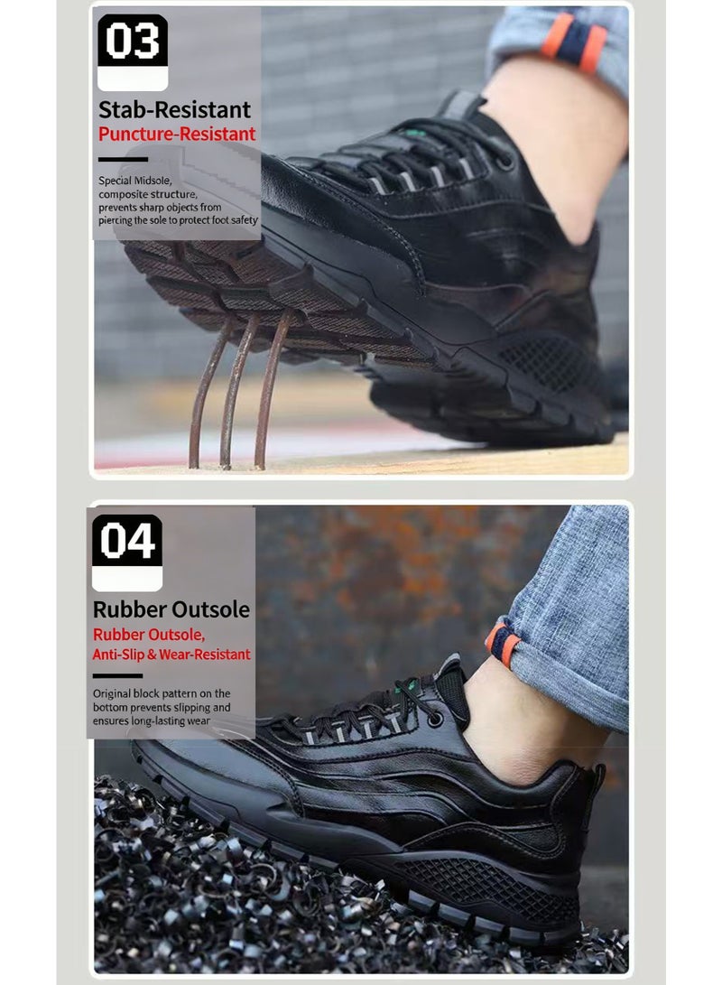 Sky View SKYVIEW Steel Toe Work Boots for Men, Lightweight Safety, microfiber leather, Work Boots with Kevlar Midsole, Water-Resistant for Construction and Warehouse Work - Image 5